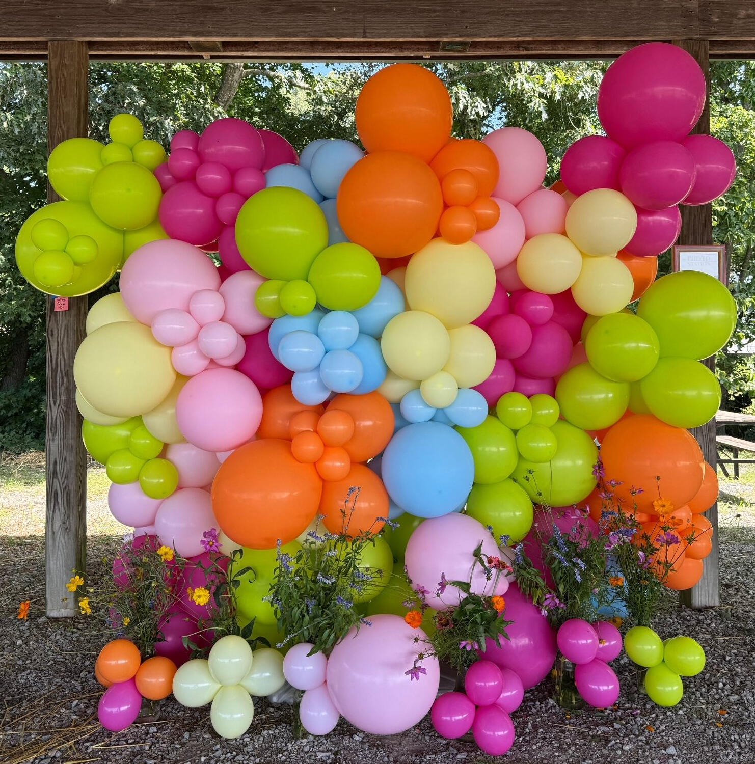 Balloon wall at western Kentucky farmers market in Ballard county outside of Paducah